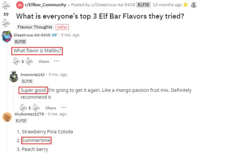 Elf Bar Flavour Comment