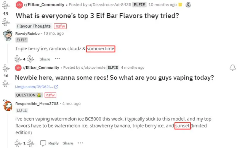 Elf Bar Flavour Comments