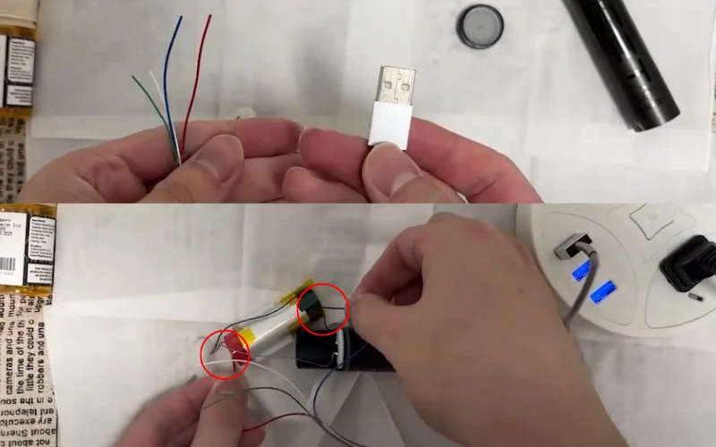 how to recharge a disposable vape connect wires to the battery